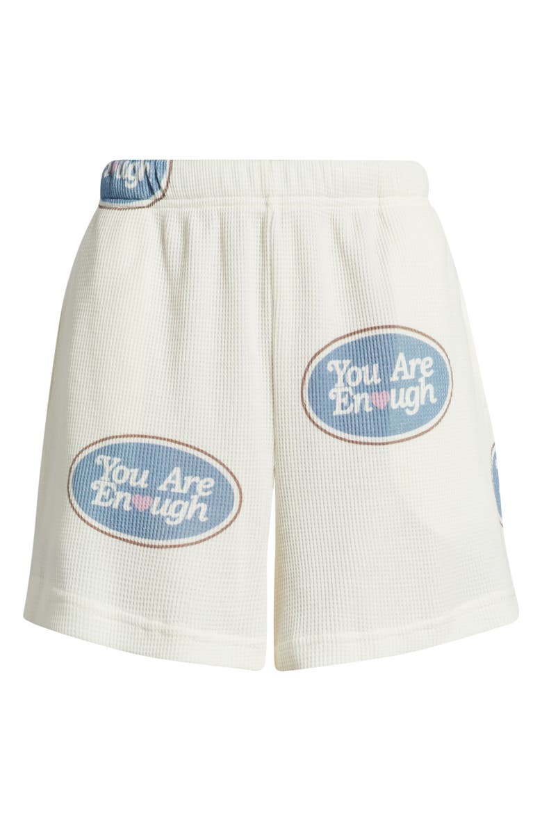 THE MAYFAIR GROUP You Are Enough High Waist Waffle Knit Shorts, Alternate, color, Cloud