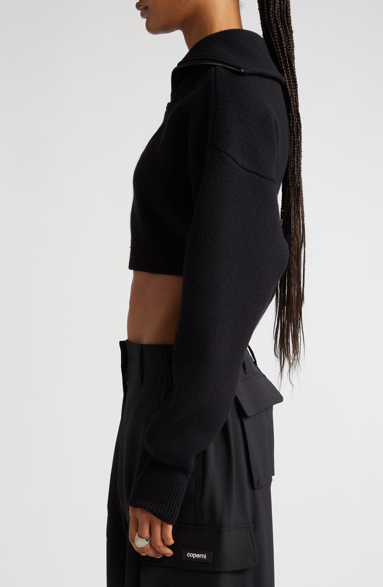 Coperni Half Zip Boxy Wool Crop Sweater, Alternate, color,