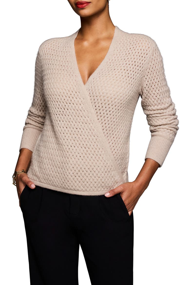Pointelle Cashmere Blend Sweater, Main, color, SANDSTONE