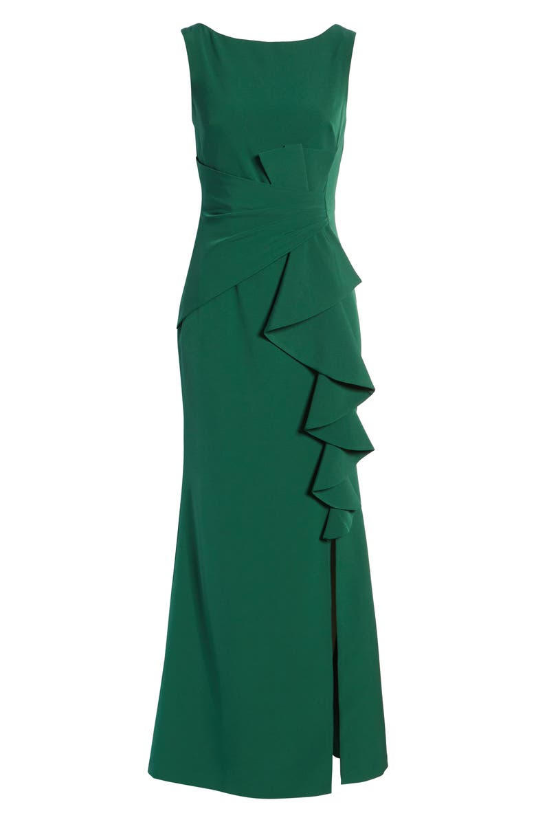 Eliza J Ruffle Front Gown, Alternate, color, Hunter