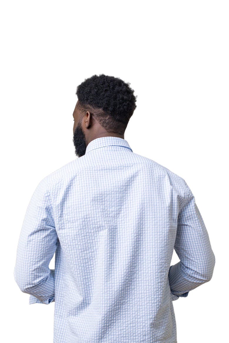 Men's Organic Seersucker Button Down Shirt, Alternate, color, Classic Blue Gingham