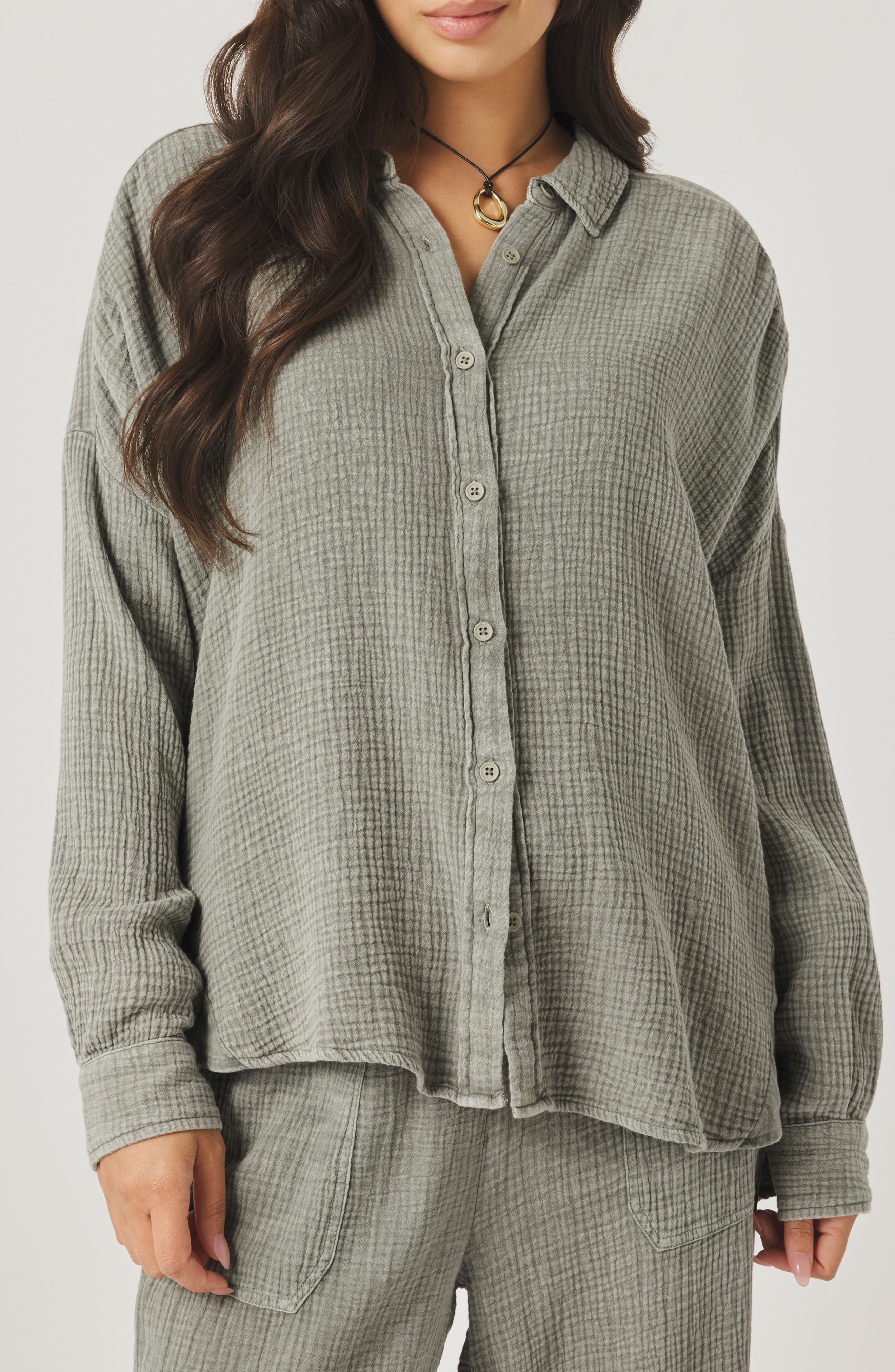 Ava Cotton Gauze Button-Up Shirt - image 5