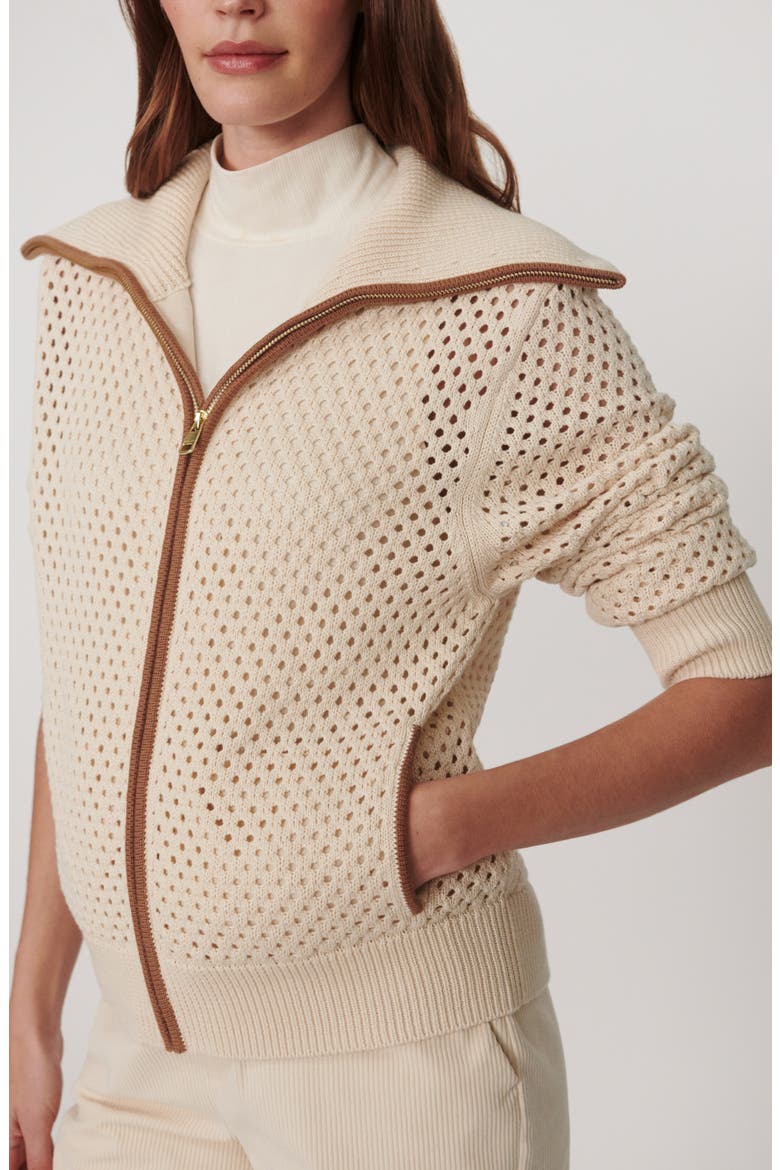 Paula Zip Front Knit Hoodie, Alternate, color, BIRCH