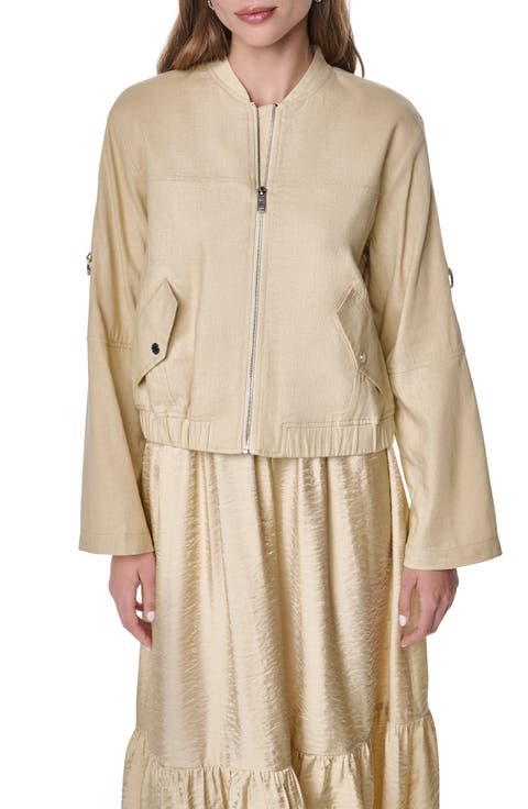 Linen Blend Bomber Jacket