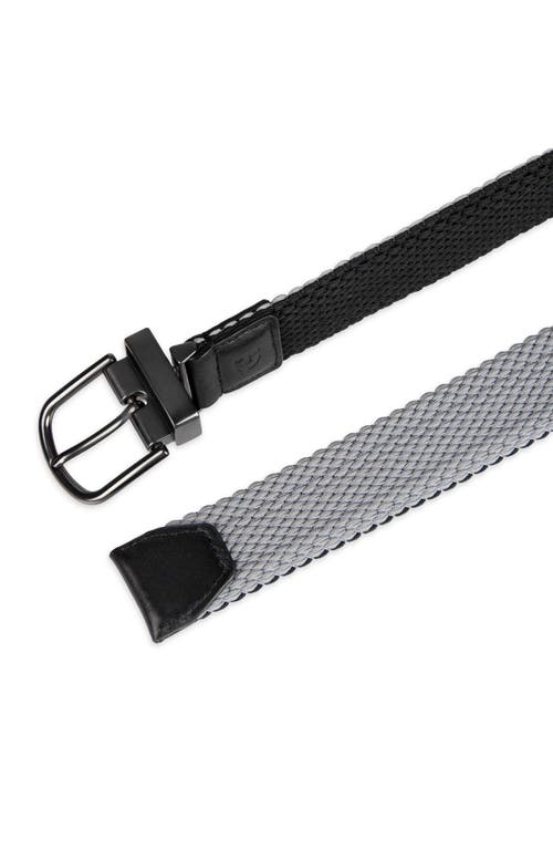 Cole Haan Reversible Stretch Web Belt In Black/gray