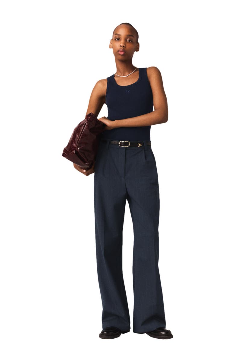 maje Rib knit tank top, Alternate, color, Navy