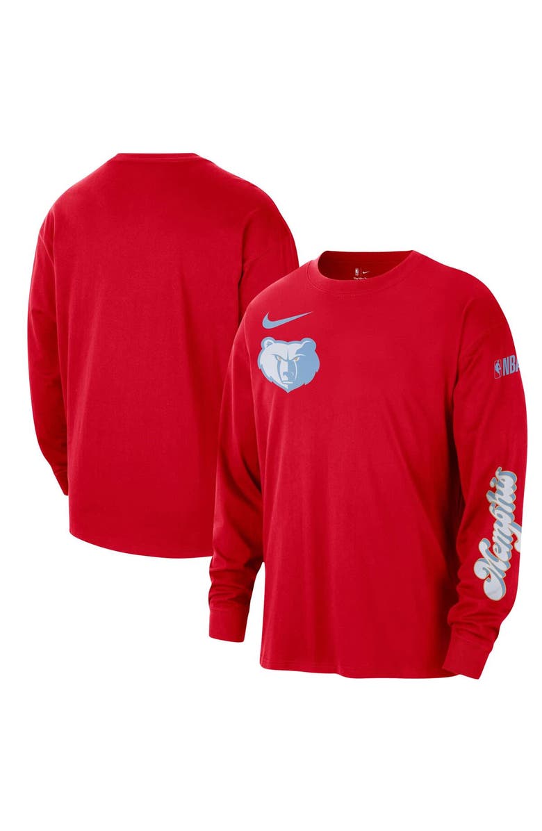 Nike Men's Nike Red Memphis Grizzlies 2024/25 City Edition Courtside Max90 Heavyweight Long Sleeve T-Shirt, Alternate, color, 