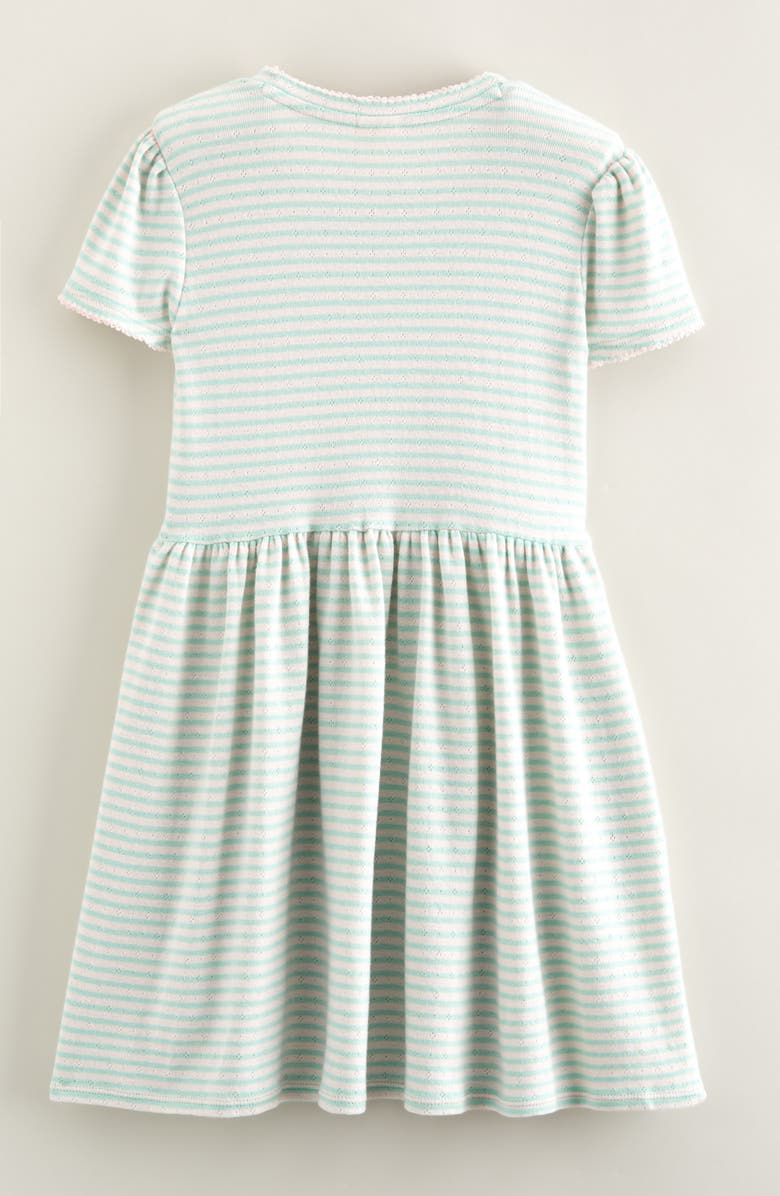 Tucker + Tate Kids' Pointelle Puff Sleeve Stretch Cotton Dress, Alternate, color, Green Flora Faye Stripe