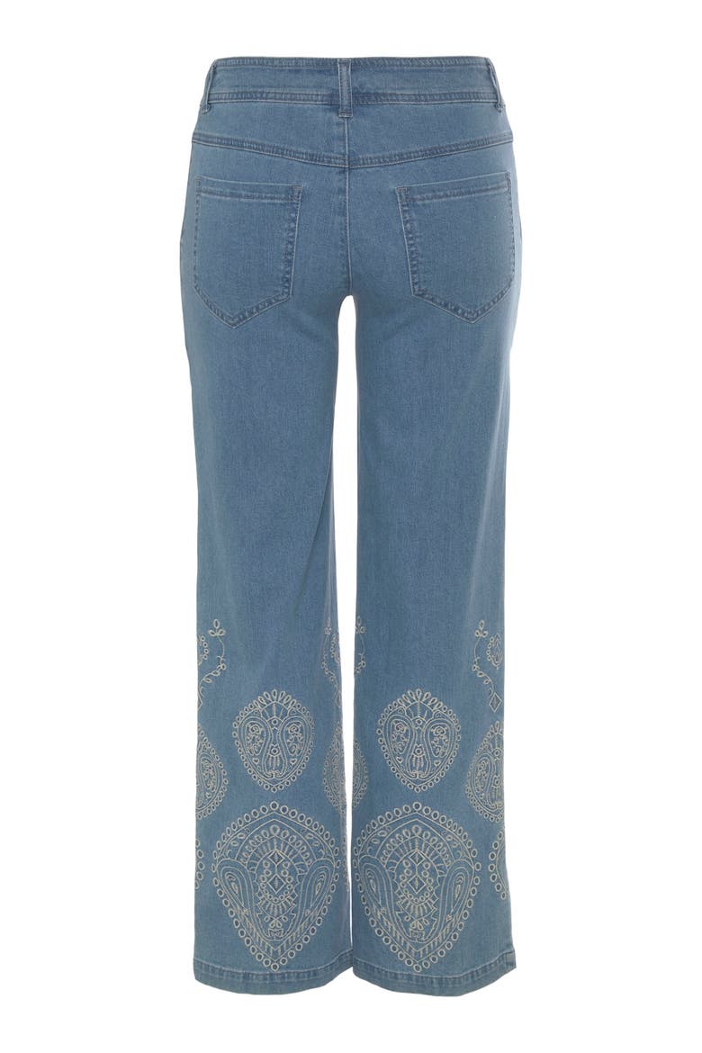 Embroidered Wide Leg Jeans, Alternate, color, Denim Blue Printed