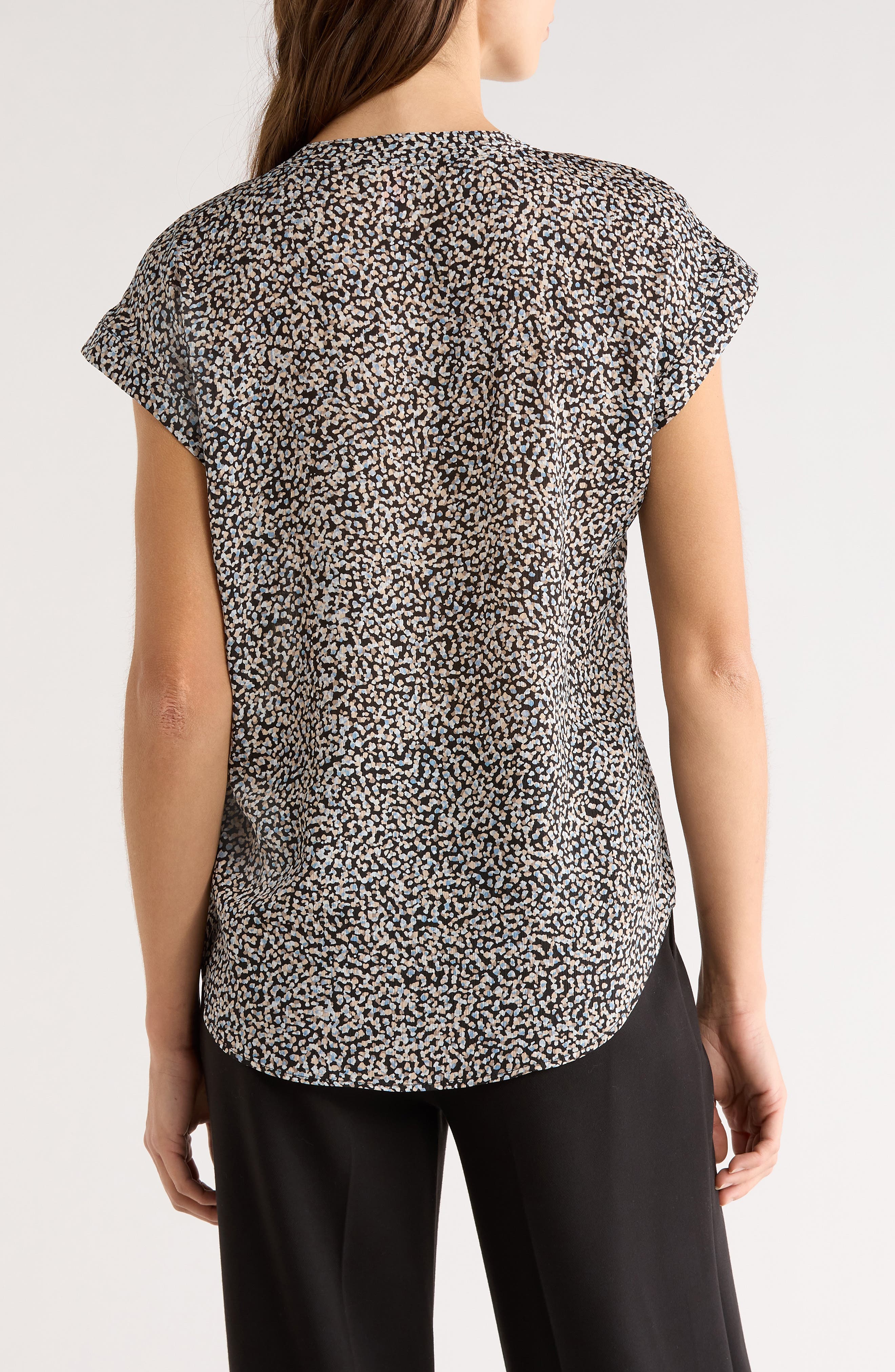 Dot Print Split Neck Top - image 2