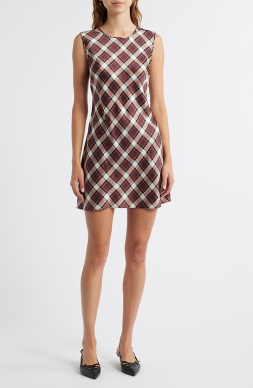 Doen Dôen Alamere Plaid Silk Minidress In Brown