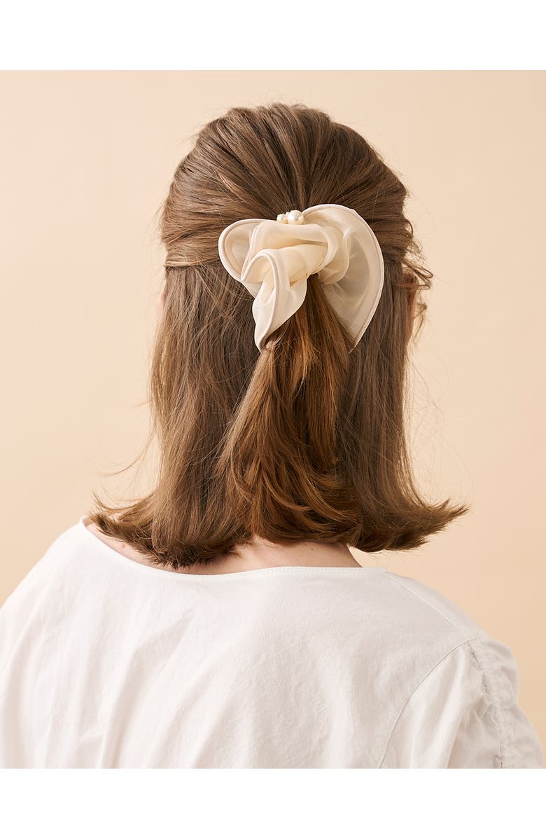 Alexandre de Paris Organza silk scrunchie, Alternate, color, Beige