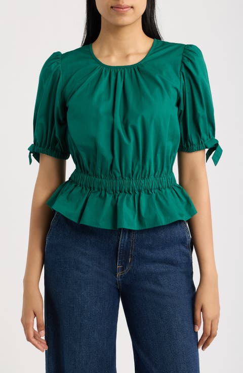 Balloon Sleeve Cotton Poplin Top