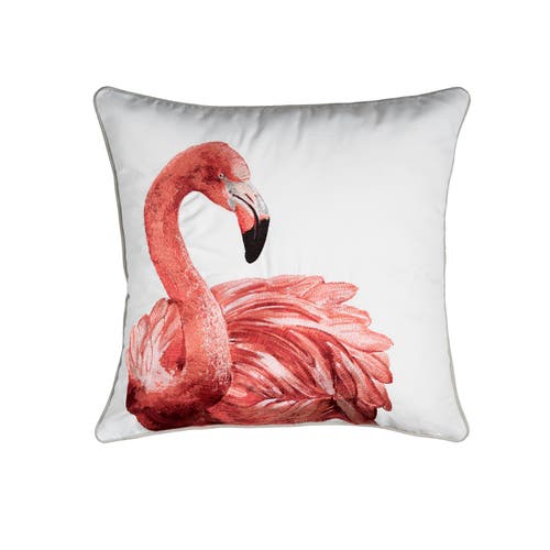 Rightside Designs Flamazing Views Tropical Flamingo Embroidered Throw Pillow, 20" X 20" In Pink