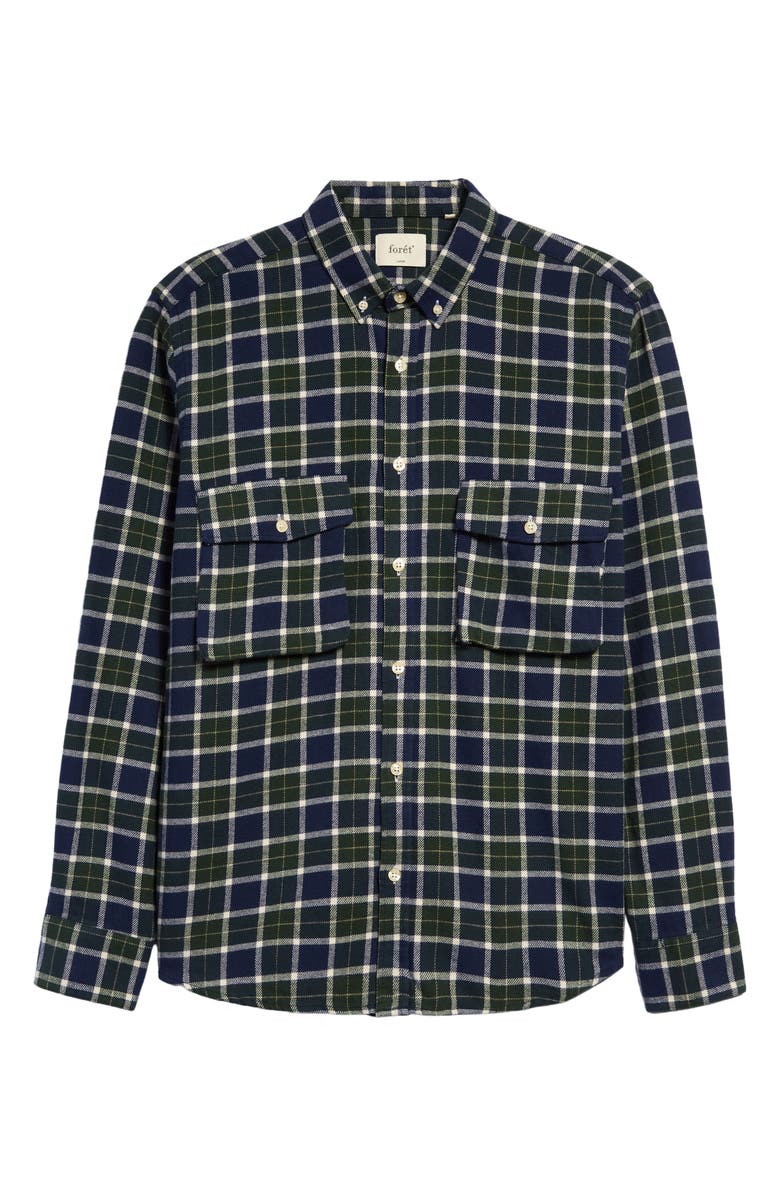 FORET Alaska Plaid Organic Cotton Flannel Button-Down Shirt, Main, color,