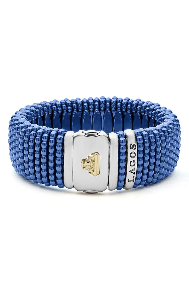 LAGOS Wide Blue Ceramic Caviar Bracelet, Alternate, color, 