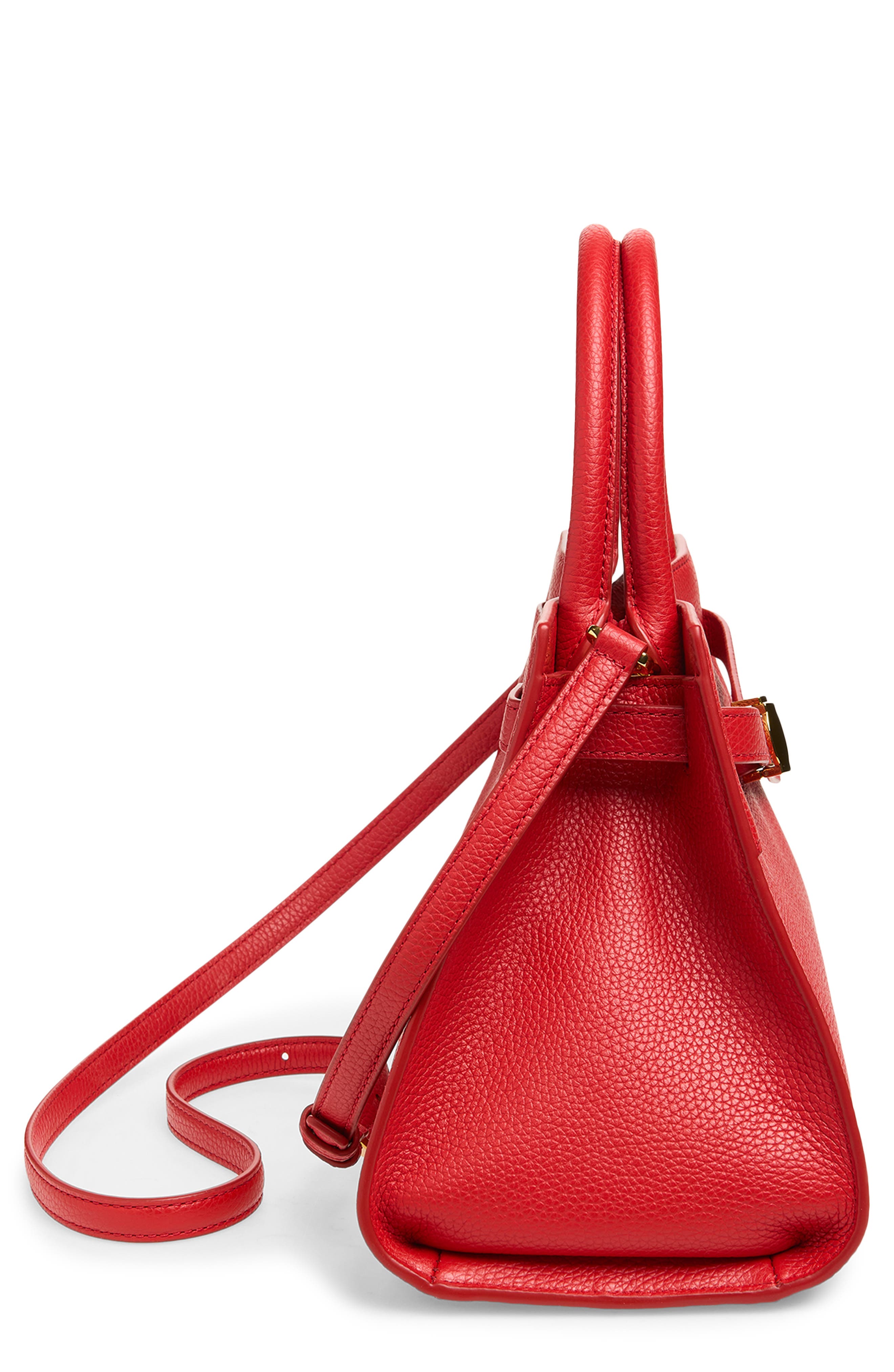 Veronica Beard Dash Leather Top Handle Bag, Alternate, color, Red