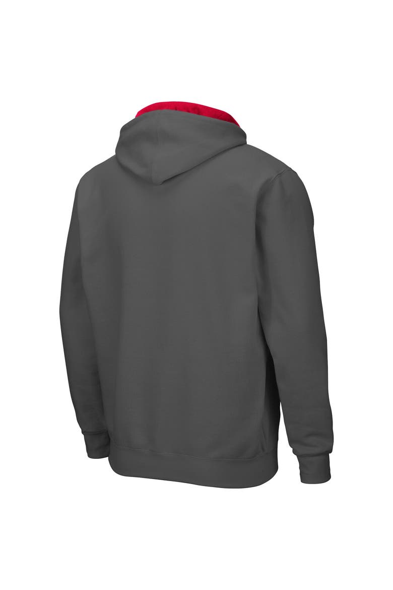 Men's Colosseum Charcoal Nebraska Huskers Arch & Logo 3.0 Full-Zip Hoodie, Alternate, color, Charcoal