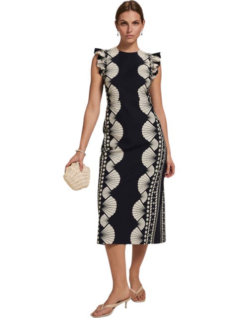 Shell Print Column Midi Dress