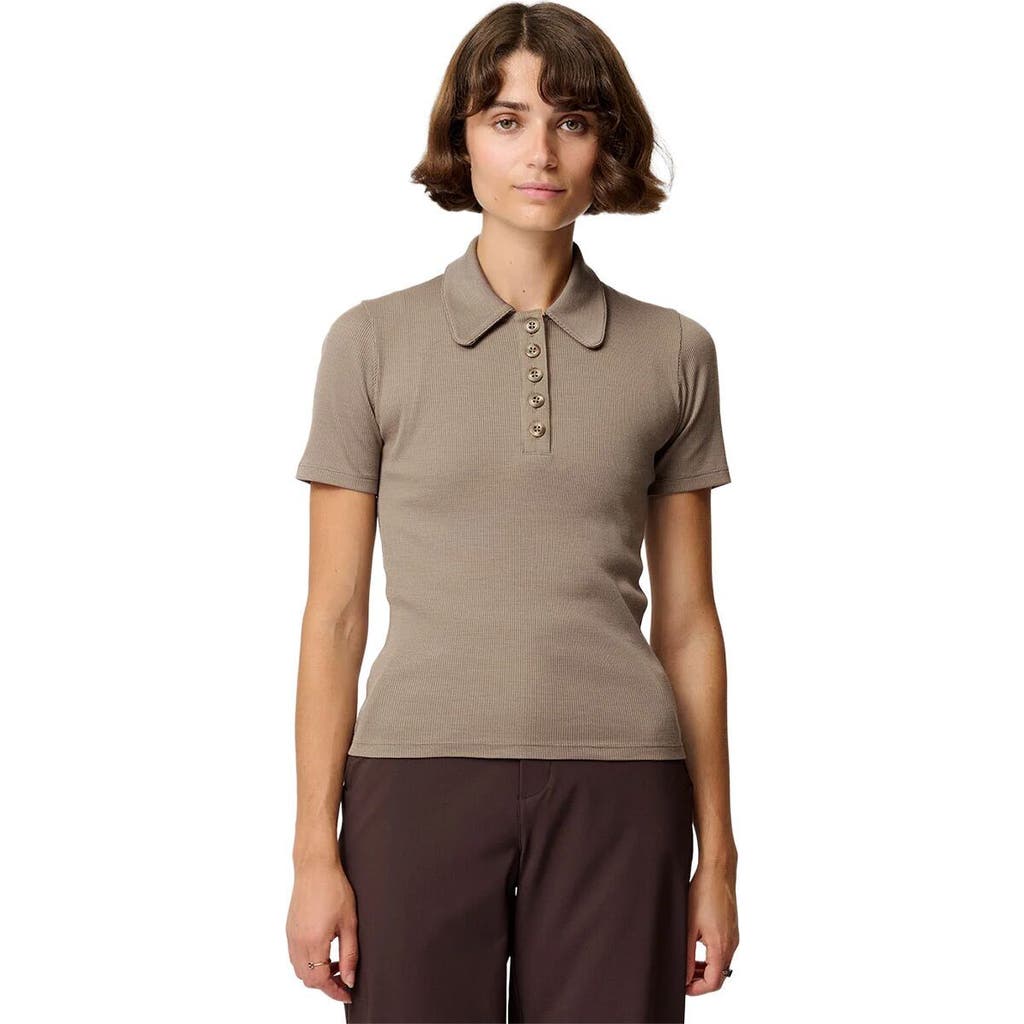 Hikerkind Ribbed Merino Polo In Gray