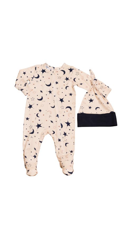 Everly Grey Jersey Long Sleeve Footie & Hat Set In Neutral
