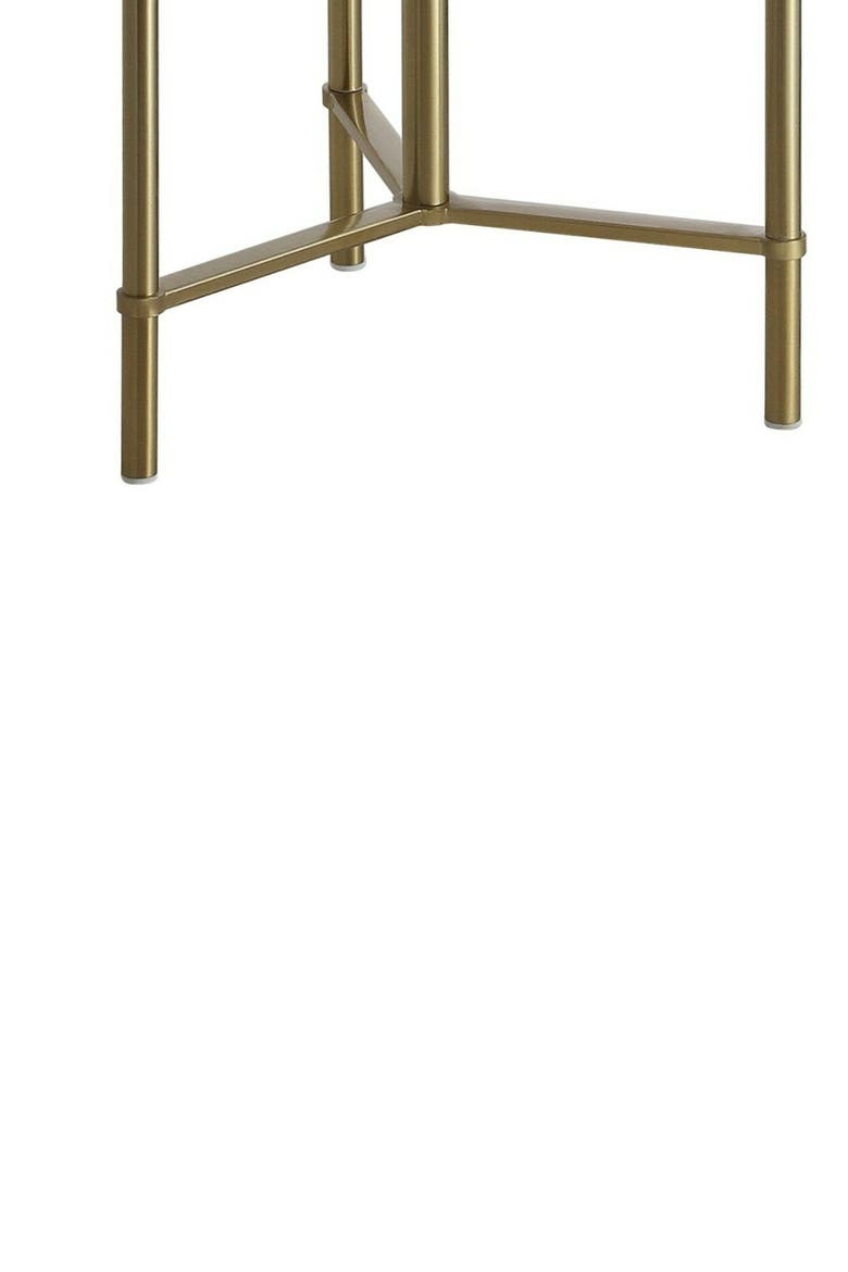 Chuck Modern Minimalist Metal and Tempered Glass LED 2-in-1 Space-Saving Tray Table and Floor Lamp, Alternate, color, Brass Gold