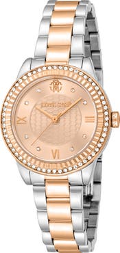 Roberto Cavalli Two-Tone Crystal Bracelet Watch, 30mm