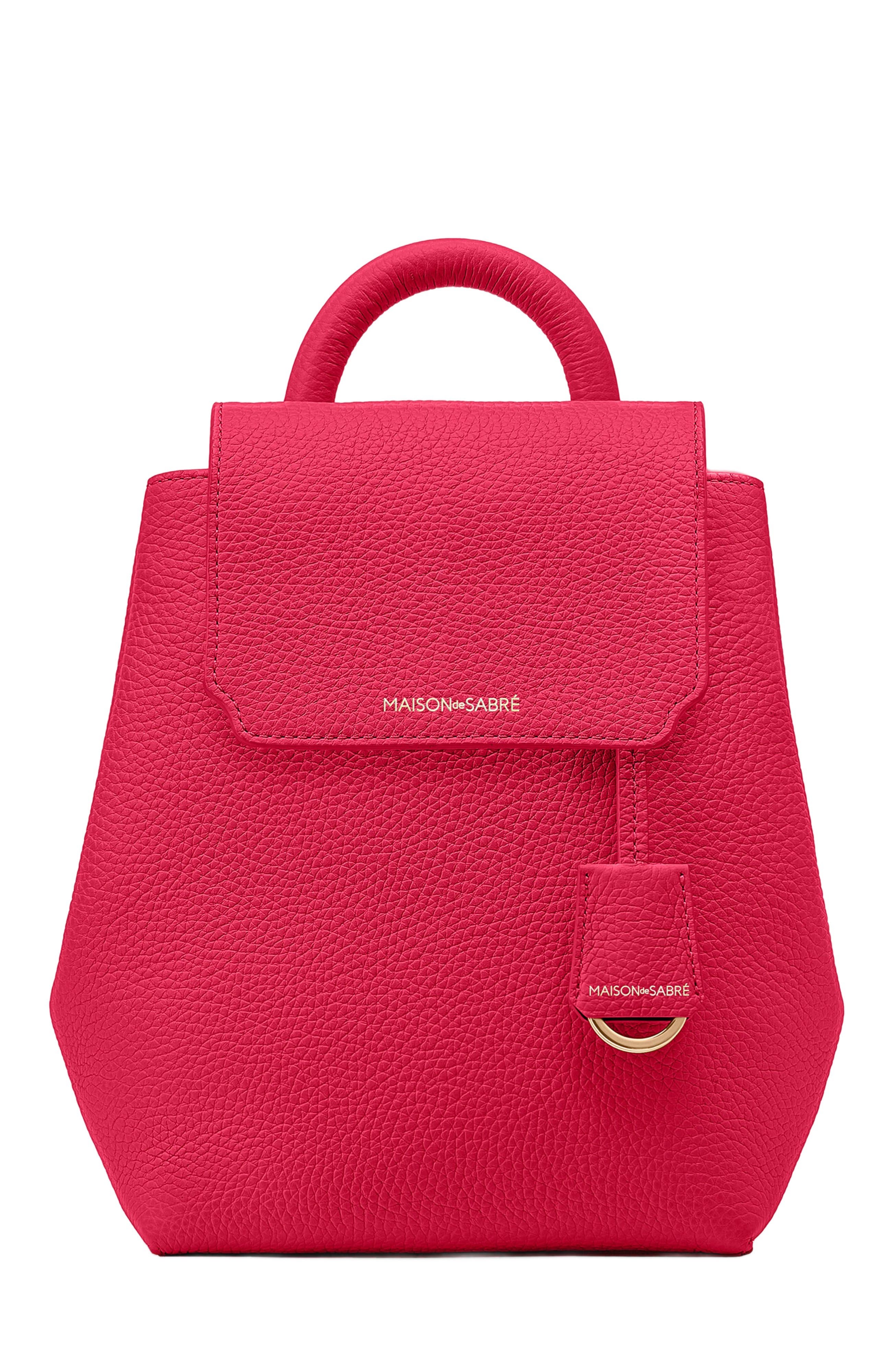 MAISON de SABRÉ Mini Soft Leather Backpack, Main, color, Shibuya Fuchsia