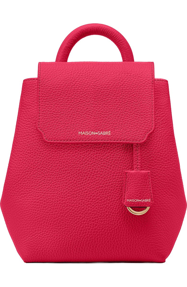 MAISON de SABRÉ Mini Soft Leather Backpack, Main, color, Shibuya Fuchsia