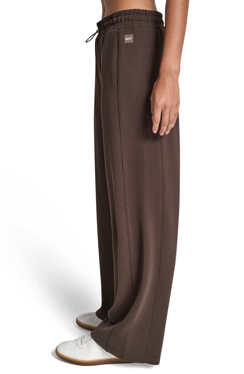 DKNY Highline High Waist Ribbed Pull-On Pants, Alternate, color, Espresso