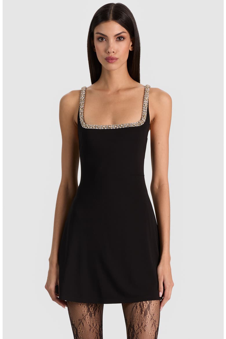 Julia Embellished Trim Minidress, Alternate, color, BLACK