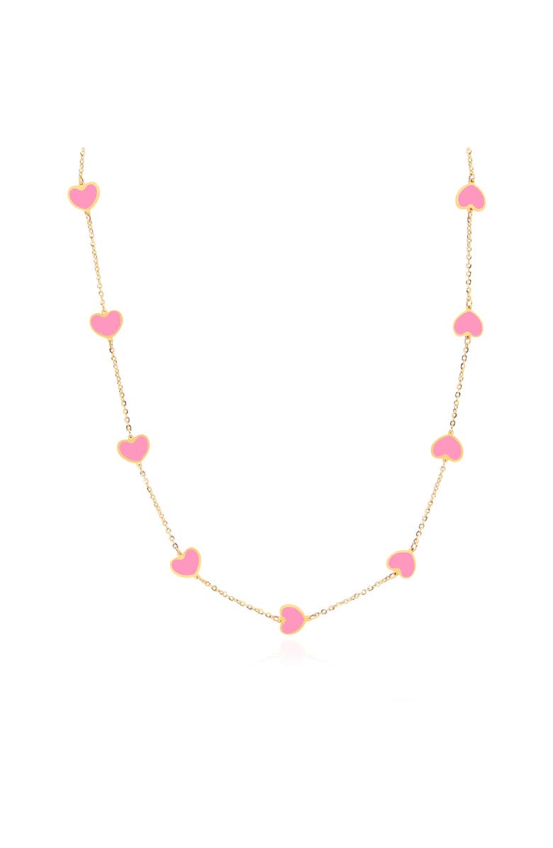 The Lovery Fine Jewelry Bubblegum Pink Heart Station Necklace, Main, color, Bubblegum Pink