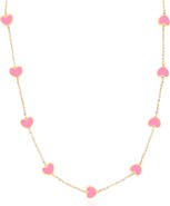The Lovery Fine Jewelry Bubblegum Pink Heart Station Necklace