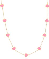 The Lovery Fine Jewelry Bubblegum Pink Heart Station Necklace
