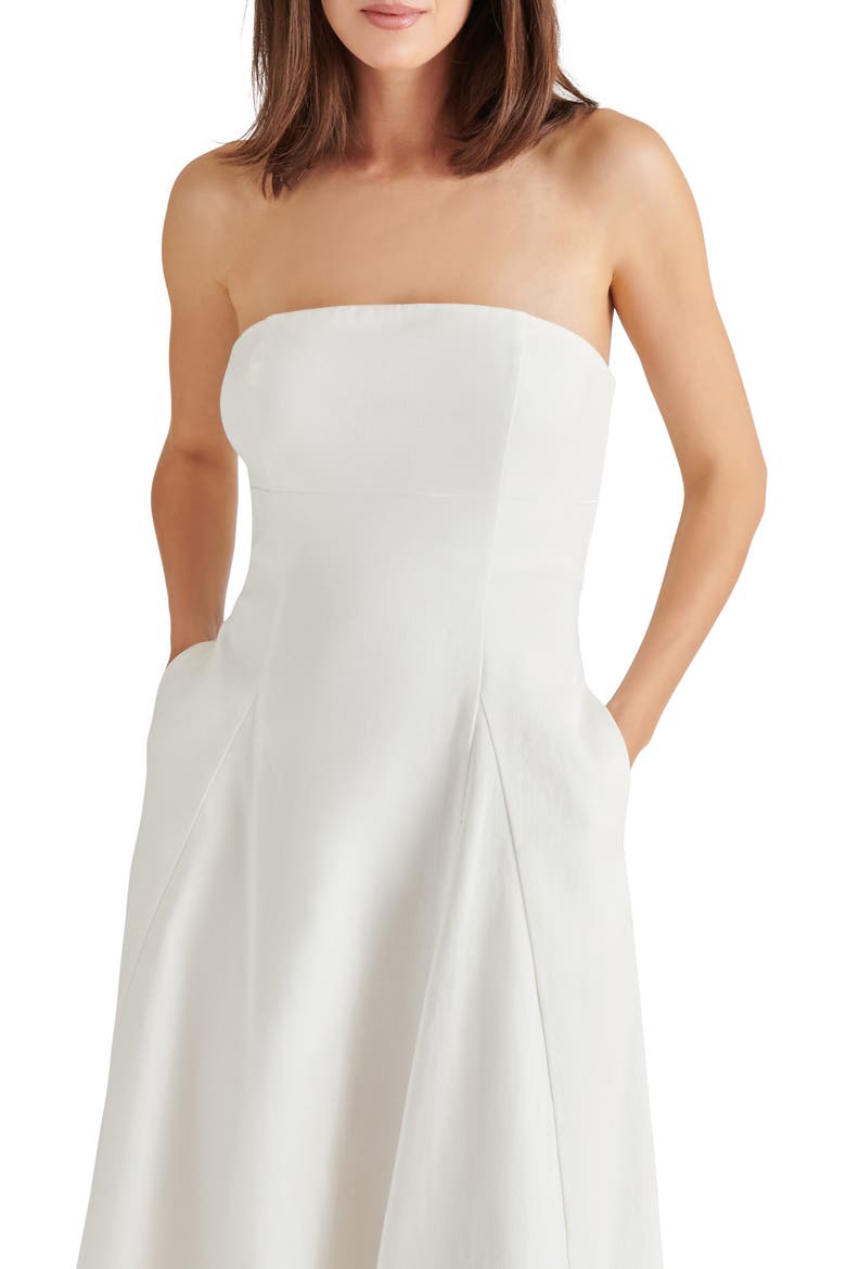Harvey Strapless Midi Dress, Alternate, color, WHITE