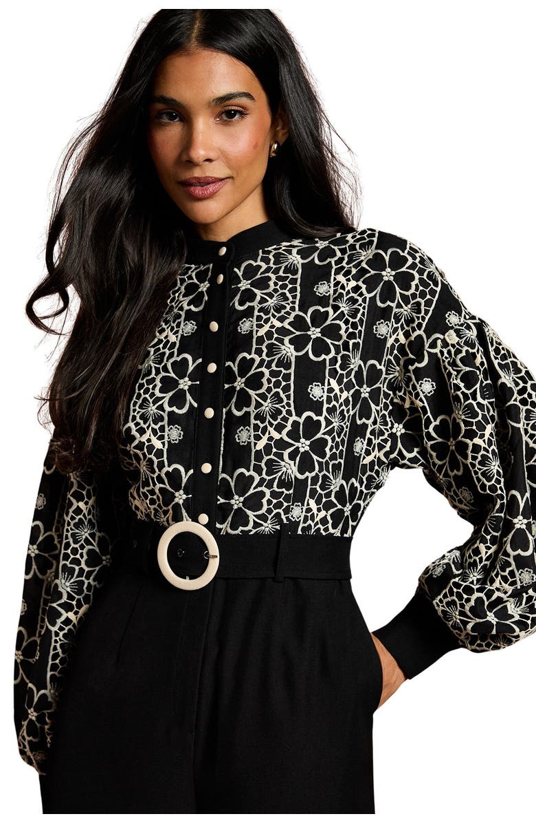 Coast Blouson Sleeve Belted Wide Leg Jumpsuit, Alternate, color, 