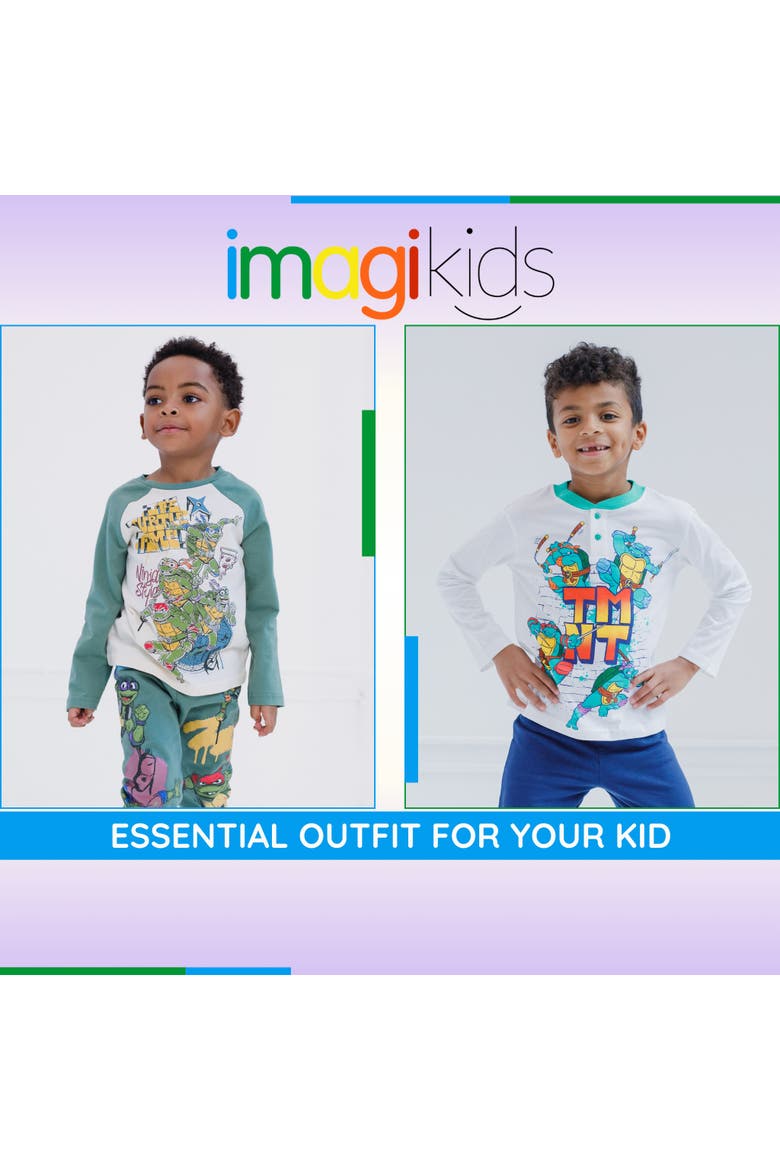 2-Piece Long Sleeve T-Shirt and Pants Set, Alternate, color, Cream and Green