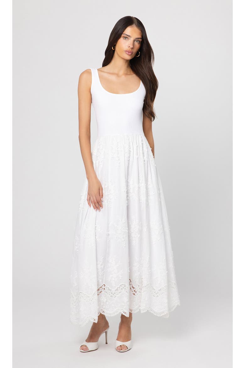 Leann 3D Voile Combo Midi Dress, Main, color, White