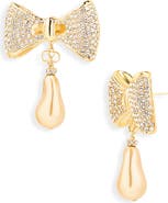 Valentino Garavani San Fin Bow Faux Pearl Drop Earrings