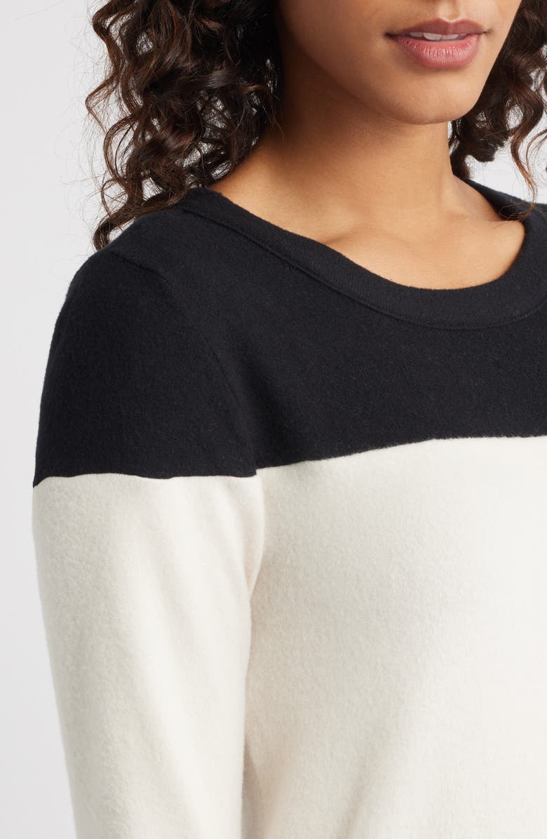 Loveappella Block Crewneck Top, Alternate, color, Black/ Ivory