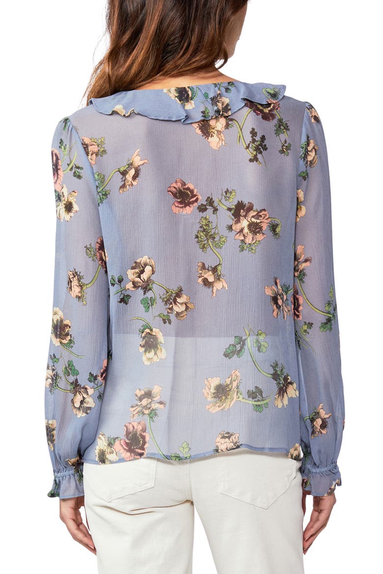 Karin Floral Sheer Silk Blouse, Alternate, color, FLINT BLUE MULTI