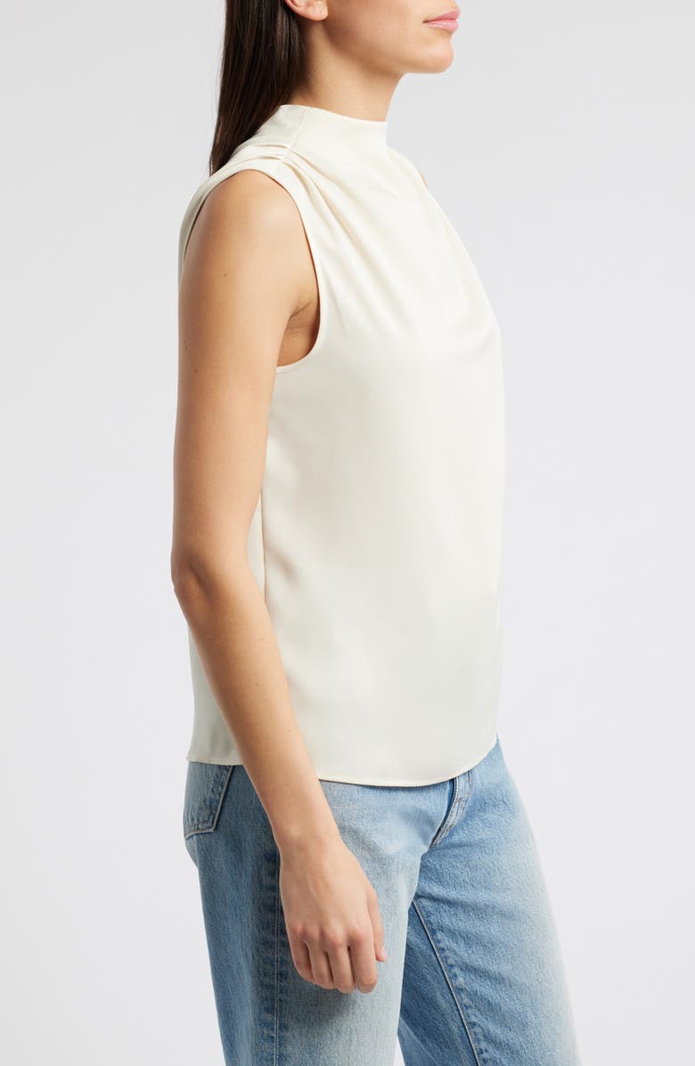 rag & bone Julie Mock Neck Sleeveless Satin Top, Alternate, color, Ivory