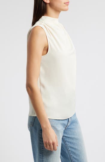 Julie Mock Neck Sleeveless Satin Top