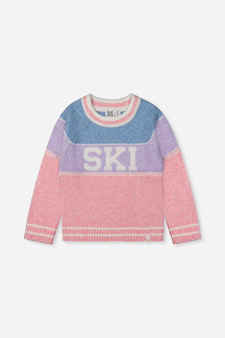 Ski Jacquard Colorblock Sweater, Main, color, Light Blue and Light Pink