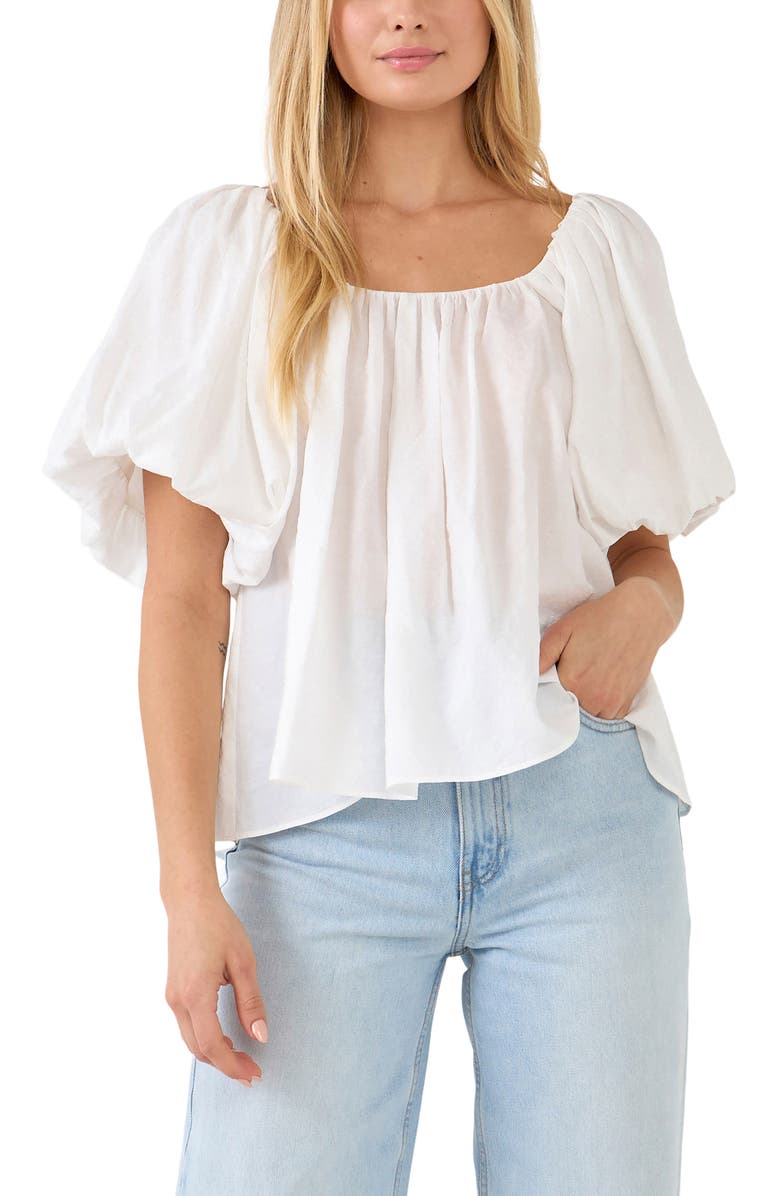 Endless Rose Pleated Puff Sleeve Blouse, Alternate, color, 