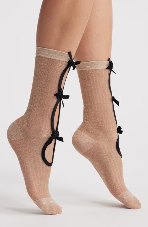High Heel Jungle Metallic Crew Socks In Neutral