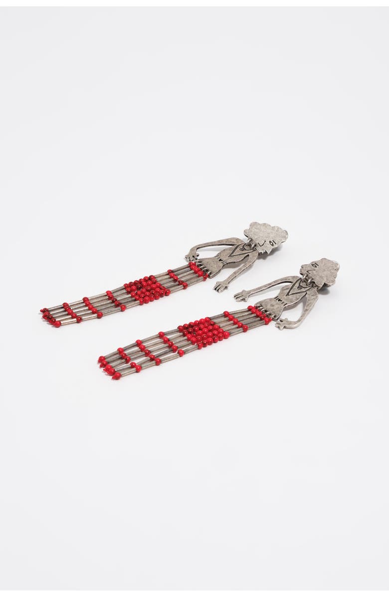 Bimba y Lola Aged Metal Silhouette Stones Earrings, Alternate, color, Dark Silver