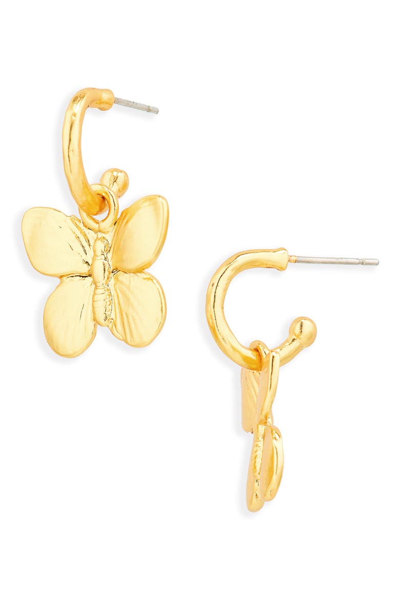 Butterfly Charm Drop Earrings, Main, color, GOLD