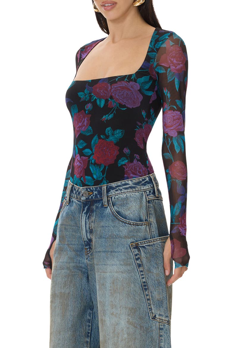 Ines Square Neck Top, Alternate, color, PLUM ROSES