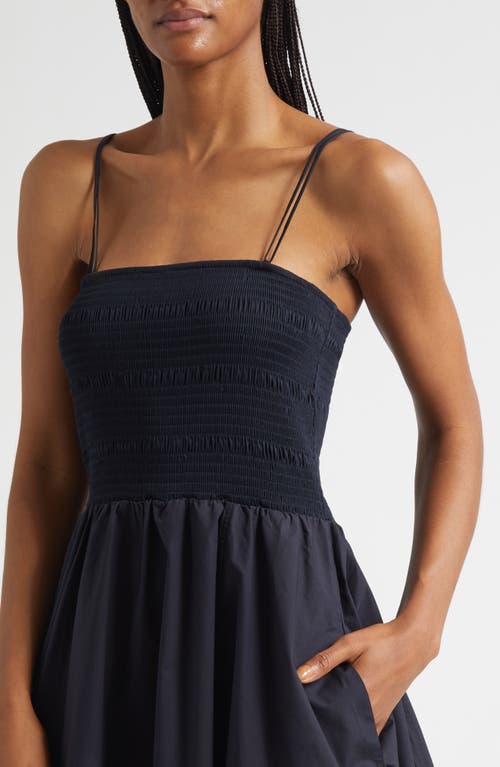 Cos Lotta Smocked Cotton Midi Dress In Black